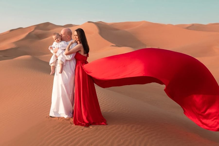 Reserva tu sesión de fotos de Flying Dress en Dubai con Traslado.